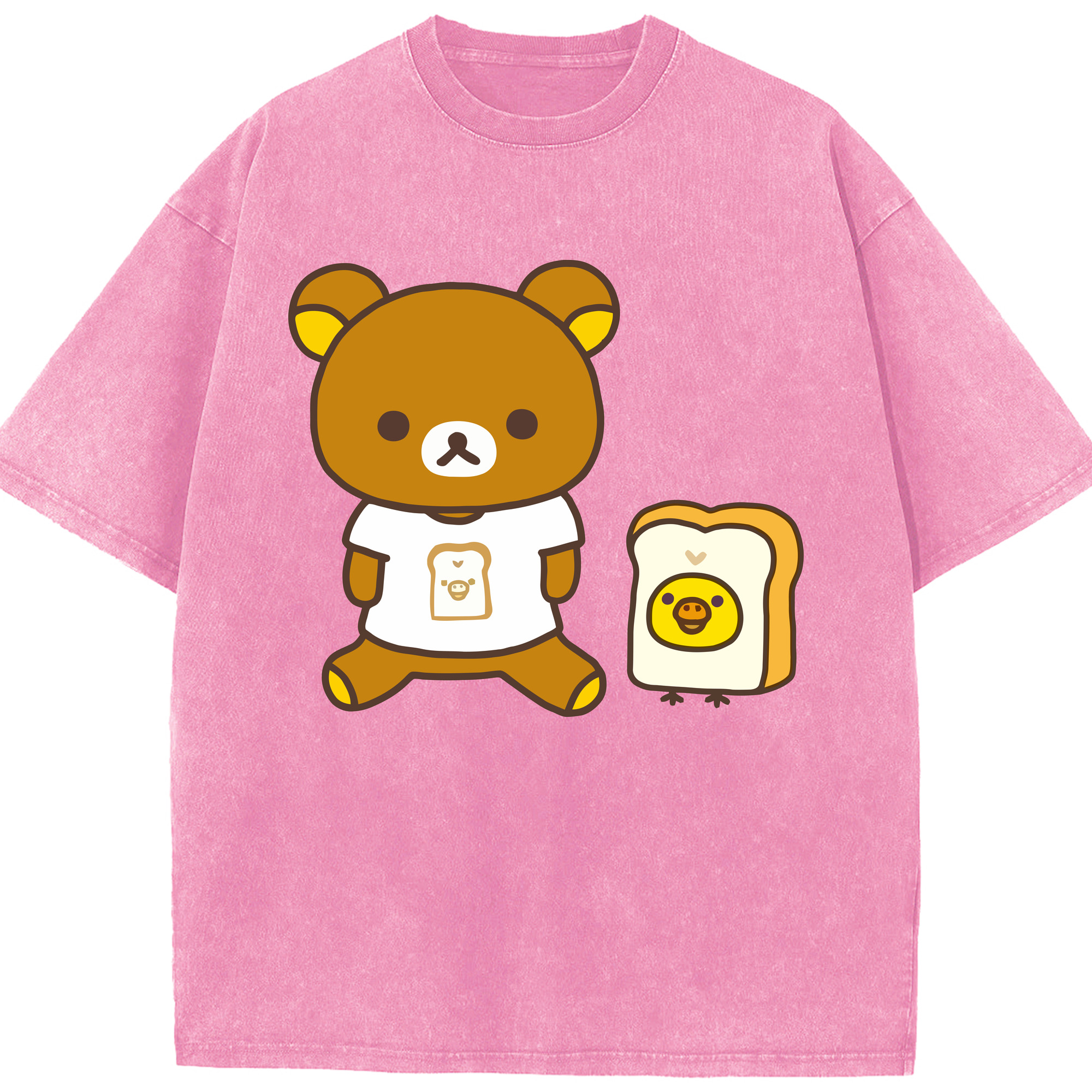 （画像用） リラックマ リラックマ キイロイトリ Rilakkuma Korilakkuma Kiiroitori 綿100% ヴィンテージ風 半袖Tシャツ（フロントプリント）